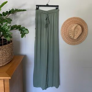 NWT Olive Green Beach Pants, high waisted + flowy